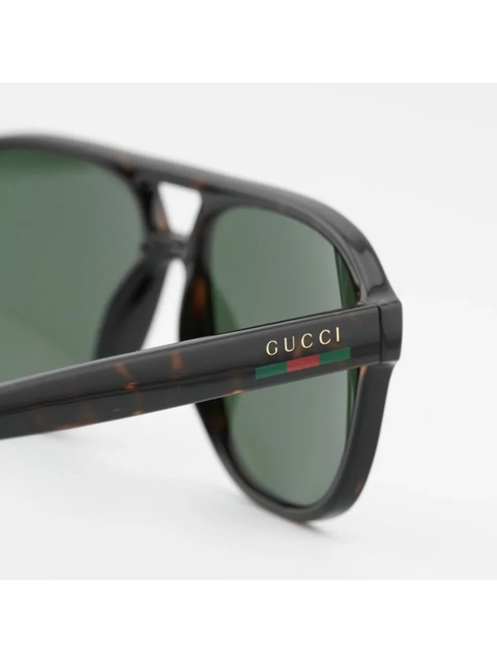 Gucci GG1856S 002 Sunglasses Dark Havana Aviator Frame, Green Lenses